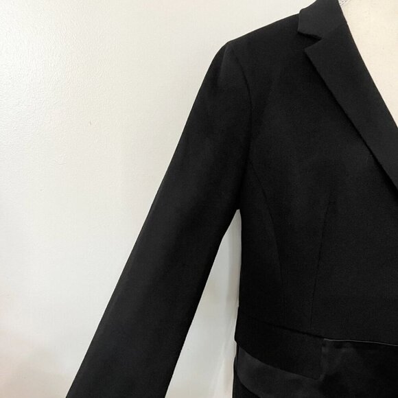 ST. EMILE BLACK WOOL CASHMERE BLEND SATIN STRIPE BLAZER - 12 - Picture 5 of 14